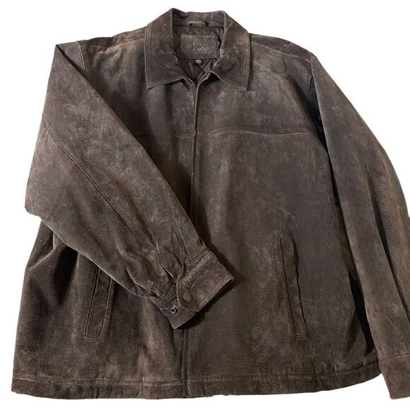 Knightsbridge XL brown suede bomber jacket with silky brown quilted lining - Picture 4 of 9